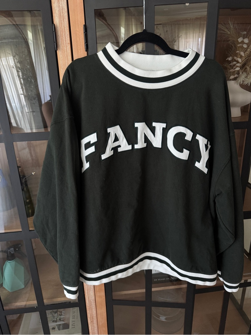 Shop Fancy Mockneck sweatshirt varsity patch letters christmas collection forest